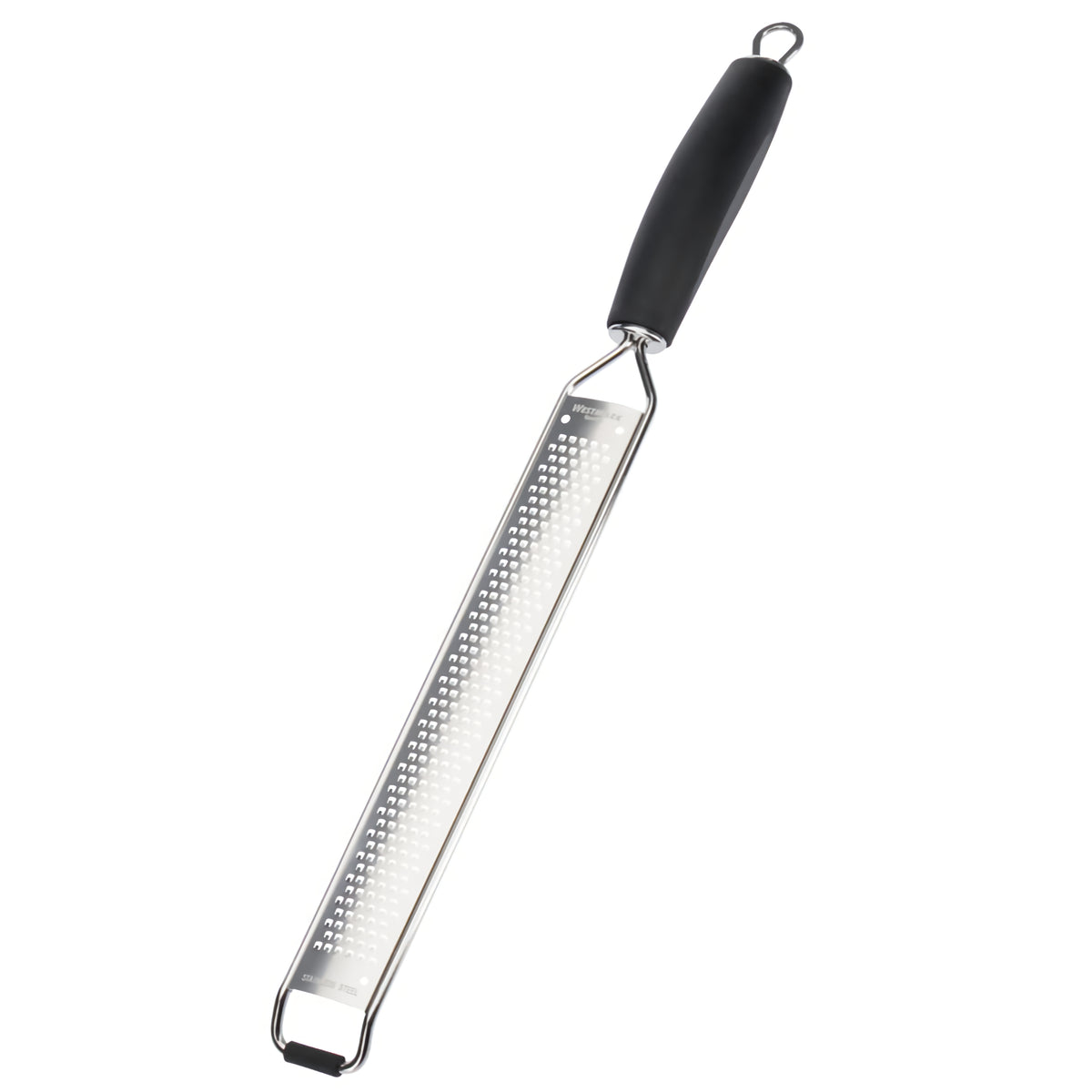 Westmark mikroteräraastin 40 cm kapealla hienolla terällä, ergonominen kahva ja ripustuslenkki. Soveltuu sitrushedelmien ja juuston raastamiseen.