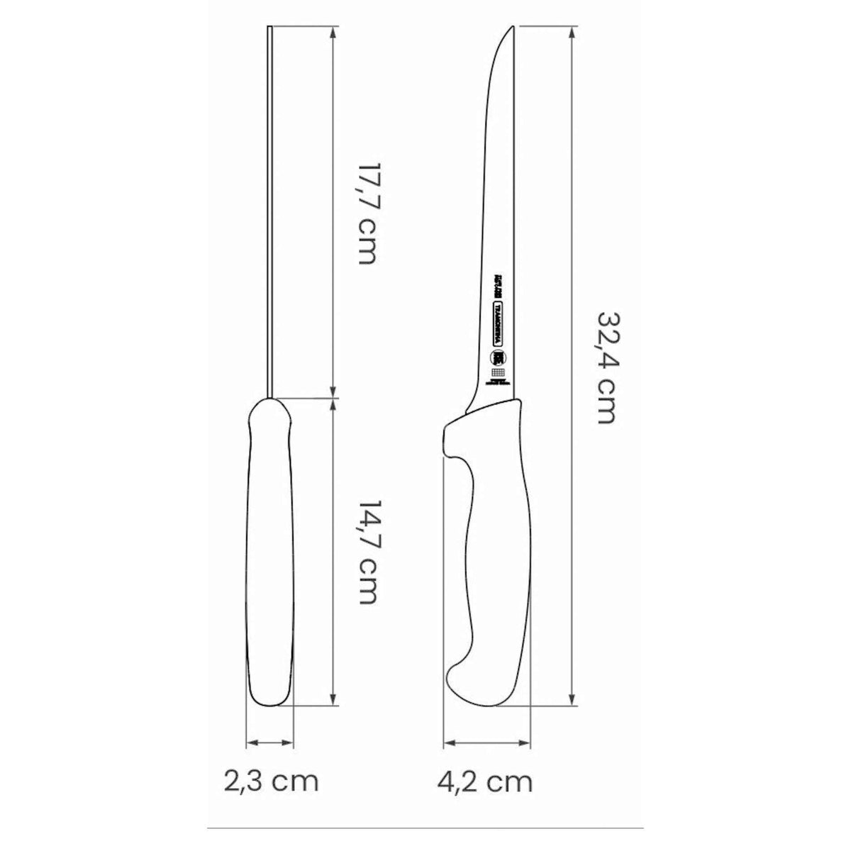 Tramontina fileointiveitsen mitat, 17,5 cm