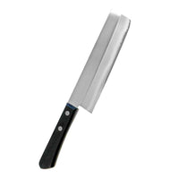 Kaneyoshi nakiriveitsi 16,5 cm, musta kahva, profiilinäkymä terästä