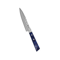 Yaxell Vihannesveitsi 13cm - Blue Breeze, japanilainen keittiöveitsi sinisellä kahvalla ja taotulla terällä, täydellinen vihannesten pilkkomiseen.