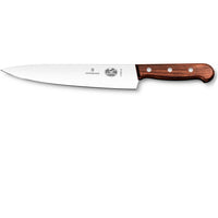 Victorinox kokkiveitsi, 22 cm pitkä terä ruostumatonta terästä ja laadukas puukahva. Sopii yleiskäyttöön keittiössä.