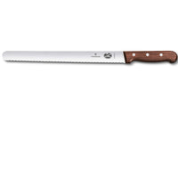 Victorinox sahalaitaveitsi, 30 cm terä ja ergonominen ruusupuukahva. Täydellinen leipien ja kakkujen leikkaamiseen.