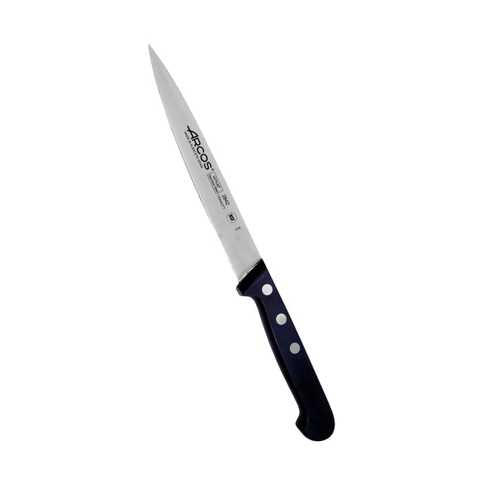 Arcos Fileointiveitsi 17 cm - Terävä ja Taipuva Veitsi, jossa musta POM-kahva ja Nitrum-terä, ihanteellinen keittiöväline kalan fileointiin.