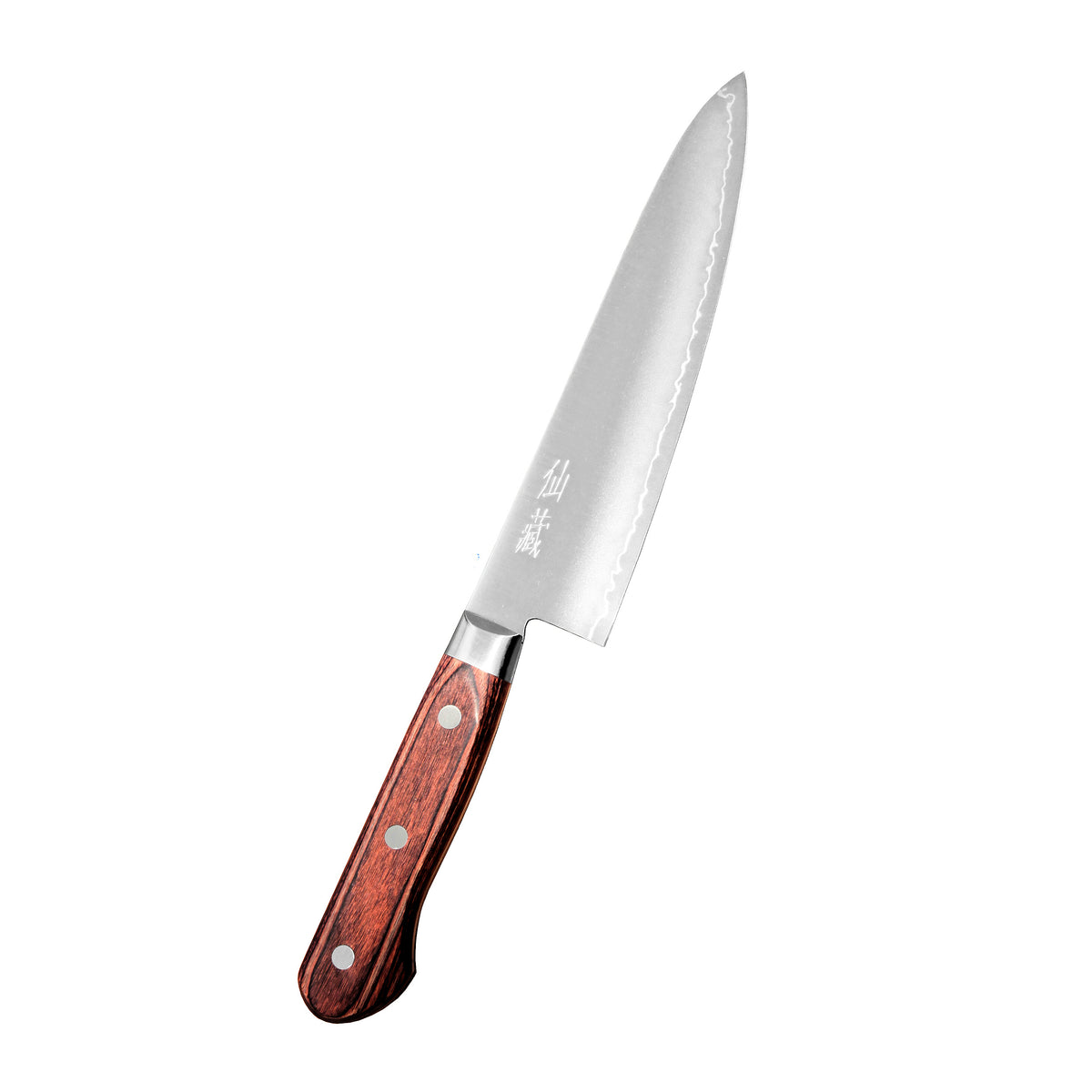 Suncraft SENZO Clad kokkiveitsi 18 cm, japanilaisella kaiverruksella varustettu terä ja ergonominen puukahva, valmistettu Japanissa