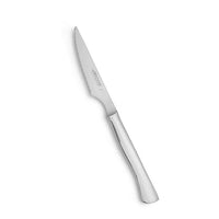 Yksittäinen Arcos pihviveitsi teräskahvalla, ergonominen muotoilu ja sahalaitainen terä laadukkaaseen leikkuuseen ruokapöydässä.