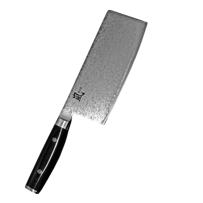 Yaxell Ran kiinalainen kokkiveitsi 18 cm damaskiterä musta kahva