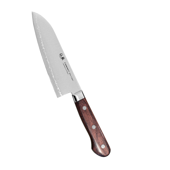 Suncraft SENZO Clad Santokuveitsi 16,5 cm, japanilainen kokkiveitsi ruostumattomasta teräksestä, ergonomisella puukahvalla.