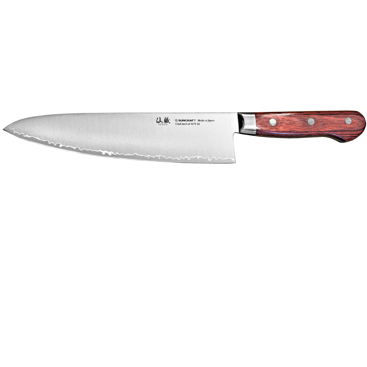Laadukas Suncraft SENZO Clad kokkiveitsi 21 cm, tarkasti hiottu terä ja kolmen niitin puukahva takaavat tasapainon ja käyttömukavuuden.