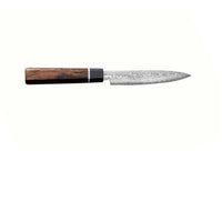Suncraft Senzo Damascus Black vihannesveitsi, 12 cm, VG10-terä, japanilainen käsityö, puukahva, tyylikäs muotoilu.