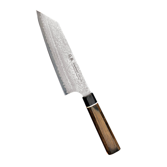 Suncraft Senzo Damascus Black Kiritsukeveitsi 16,5 cm, 33-kerroksinen VG10-terä ja pakkapuuvarsi, tyylikäs ja tarkka keittiöveitsi.