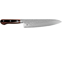 Suncraft Senzo Damascus Universal Kokkiveitsi 21 cm sivuprofiilista, esittelee terän damascus-kerrokset ja tasapainoisen muotoilun.