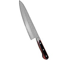 Suncraft Senzo Damascus Universal Kokkiveitsi 21 cm, japanilainen kokkiveitsi koristeellisella damascus-kuviolla ja ergonomisella kahvalla.