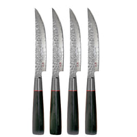 Suncraft Senzo Damascus pihviveitsisarja 4 kpl, japanilaiset veitset 33-kerroksisella teräksellä ja VG10-ytimellä, ergonomiset kahvat