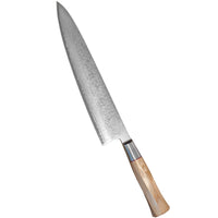 Suncraft Senzo Damascus kokkiveitsi, 24 cm, japanilainen muotoilu, terävä Damascusteräs ja ergonominen pakkapuukahva.