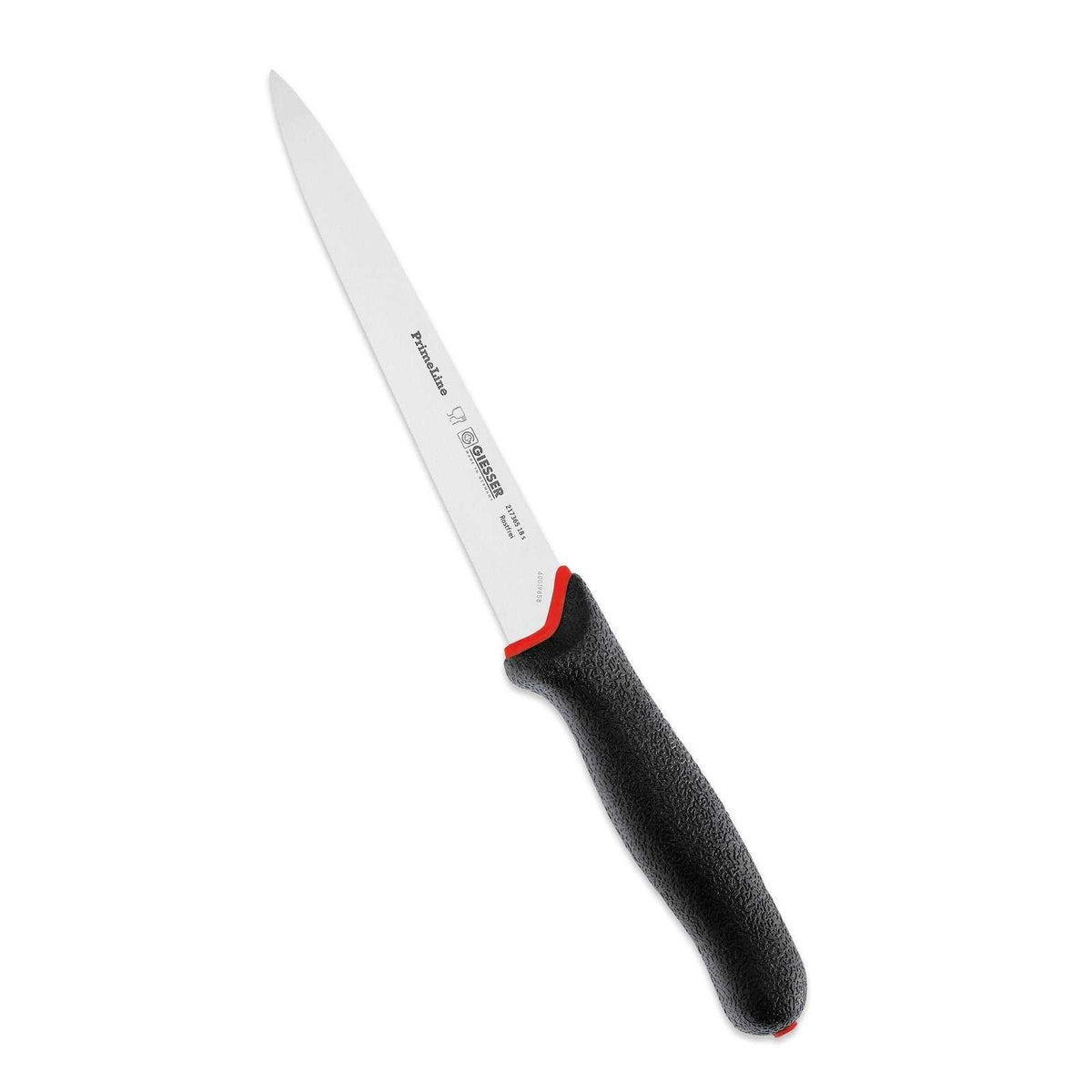 Giesser Fileointiveitsi Kalalle 18 cm, kapea ja joustava kromiterä, ergonominen PrimeLine-kahva, sopii kalan ja lihan tarkkaan käsittelyyn.