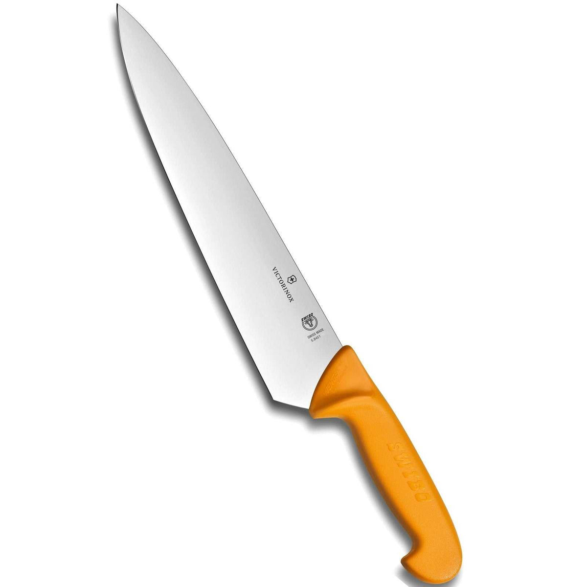 Victorinox Swibo kokkiveitsi 21cm kirkkaalla terällä ja ergonomisella oranssilla kahvalla – Laatu ja tarkkuus ammattikeittiöön.