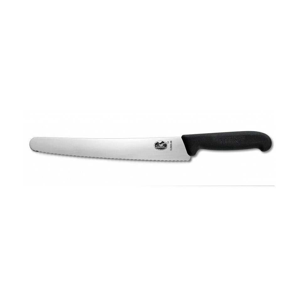 Victorinox Fibrox sahalaitainen konditoriaveitsi, 26 cm terä. Ammattikäyttöön suunniteltu kuumuudenkestävä kahva.