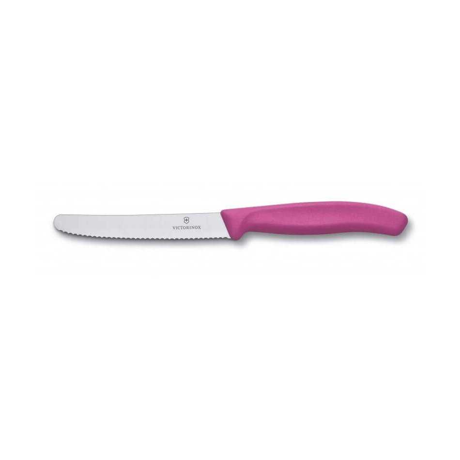 Victorinox tomaattiveitsi - Swiss Classic | 11 cm terä, pinkki kahva ja tarkka sahalaita tekevät veitsestä käytännöllisen ja tyylikkään.