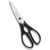 Victorinox keittiösakset 20 cm mustat, mikrohammastetut terät ja ergonominen kahva. Monikäyttöiset sakset keittiövarusteisiin.