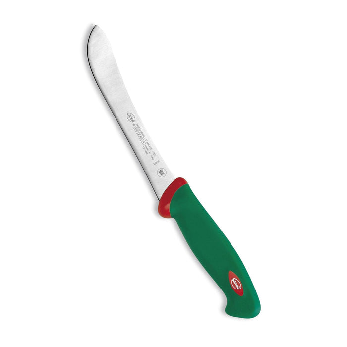 Sanelli Nylkyveitsi 18 cm - Ergonominen Kahva|Terävä Terä, vihreä-punainen kahva ja jäykkä terä riistankäsittelyyn keittiövälineissä.