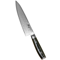 Yaxell Ran kokkiveitsi 20 cm, damaskikuviollinen terä ja musta kahva