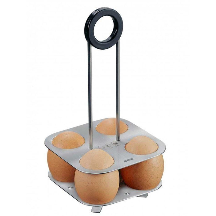 Gefu Brunch kananmunan keittoteline pitää neljä munaa tukevasti paikoillaan. Tyylikäs ja käytännöllinen keittiöväline keittämiseen.