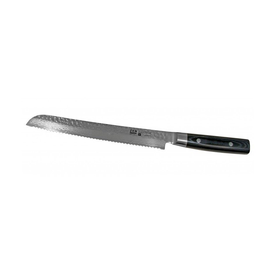Yaxell Zen 23 cm sahalaitainen leipäveitsi, kevytrakenteinen ja tarkka damascus-terä leikkaa helposti kaikenlaiset leivät.