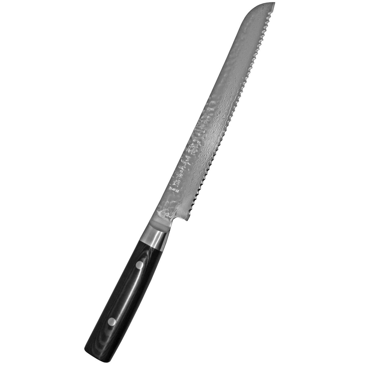 Yaxell Zen leipäveitsi sahalaita 23 cm, japanilainen damascus-terä ja ergonominen kahva, täydellinen leivän leikkaamiseen kotikeittiössä.