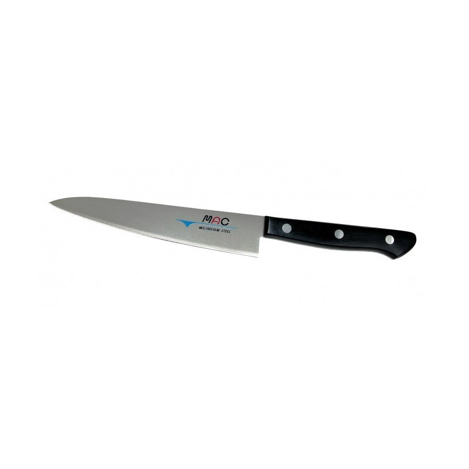 MAC Chef veitsi kevyt vihannesveitsi - 13.5 cm, terävä japanilainen keittiöveitsi mustalla kahvalla. Soveltuu vihannesten leikkaamiseen.