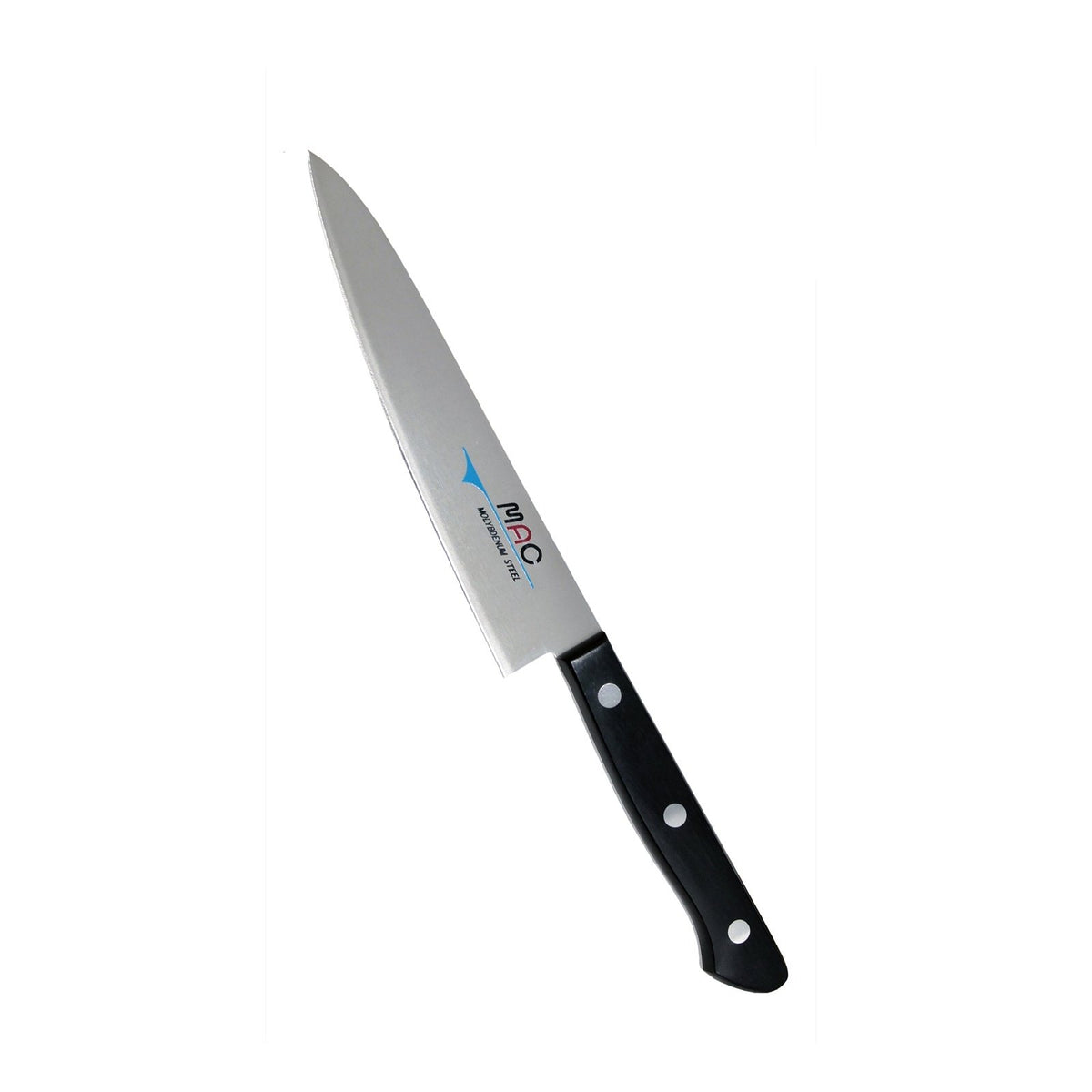 MAC Chef veitsi kevyt vihannesveitsi - 13.5 cm, japanilainen keittiöveitsi mustalla kahvalla. Terävä terä sopii tarkkaan pilkkomiseen.