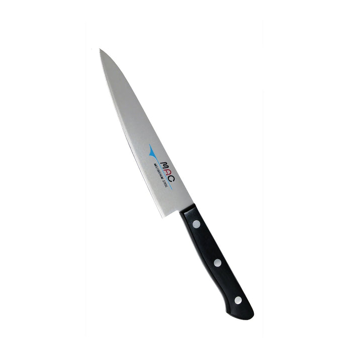 MAC Chef veitsi kevyt vihannesveitsi - 13.5 cm, japanilainen keittiöveitsi mustalla kahvalla. Terävä terä sopii tarkkaan pilkkomiseen.