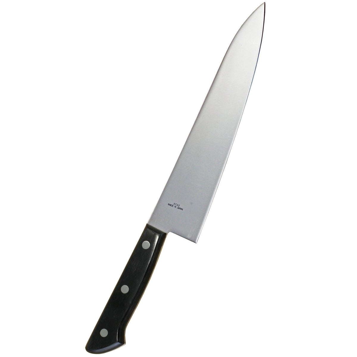 MAC kokkiveitsi 21 cm, valmistettu Japanissa, ergonominen musta kahva ja sileä terä keittiön monipuoliseen käyttöön.
