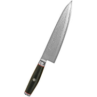 Yaxell Super Gou Ypsilon kokkiveitsi - Tehokas 20 cm veitsi, 193-kerroksinen Damaskusterä ja tasapainoinen muotoilu ammattikokkien tarpeisiin.