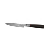 Suncraft Senzo Damascus vihannesveitsi, 12 cm. Japanilainen VG10-teräs, ruostumaton terä ainutlaatuisella kuviolla ja pakkapuukahvalla.
