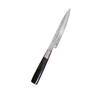 Suncraft Senzo Damascus vihannesveitsi, 12 cm VG10-teräksellä ja pakkapuukahvalla. Japanilainen muotoilu, ruostumaton terä ainutlaatuisella kuviolla.