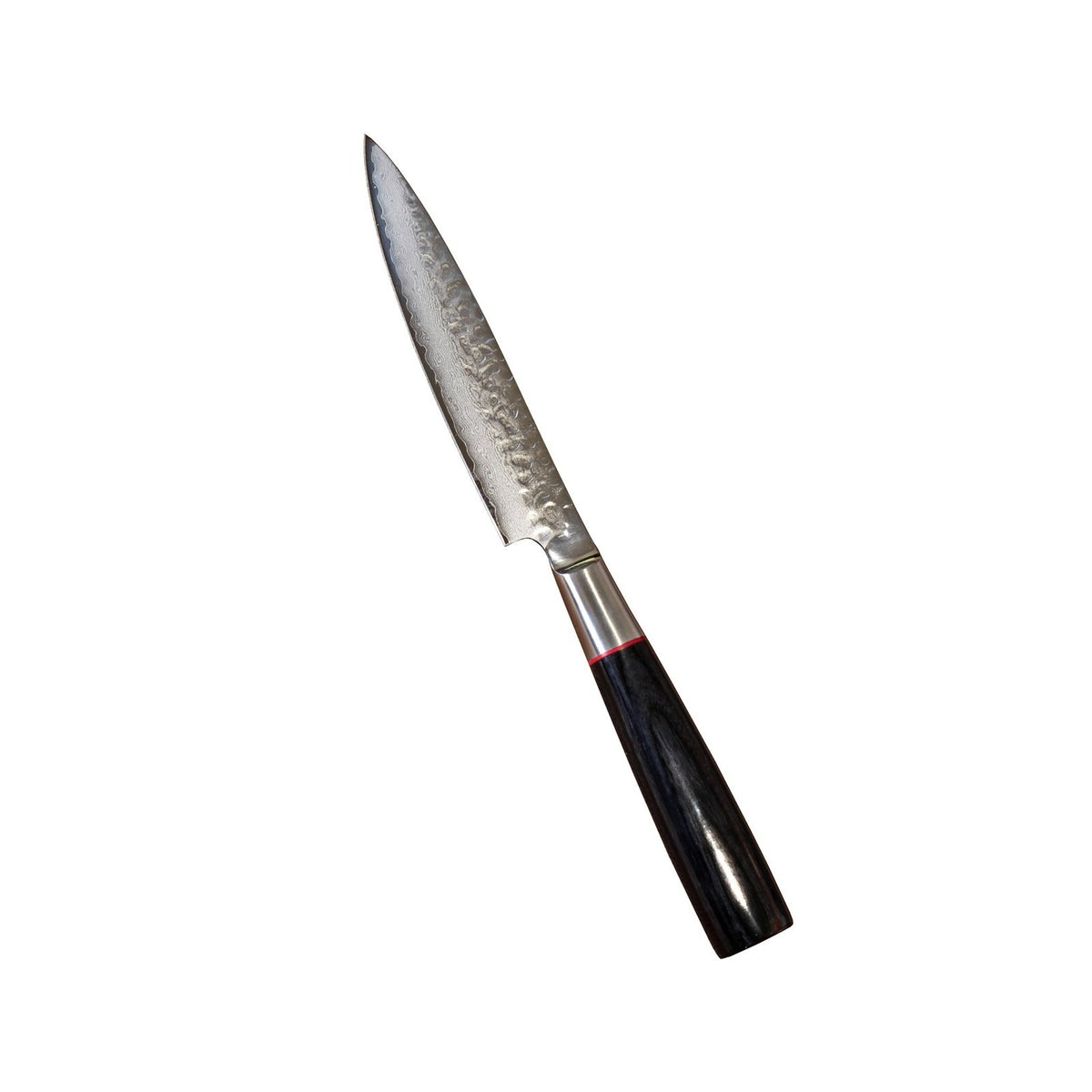 Suncraft Senzo Damascus Classic -vihannesveitsi, 12 cm terä. Japanilainen VG10-teräs ja ergonominen pakkapuukahva.
