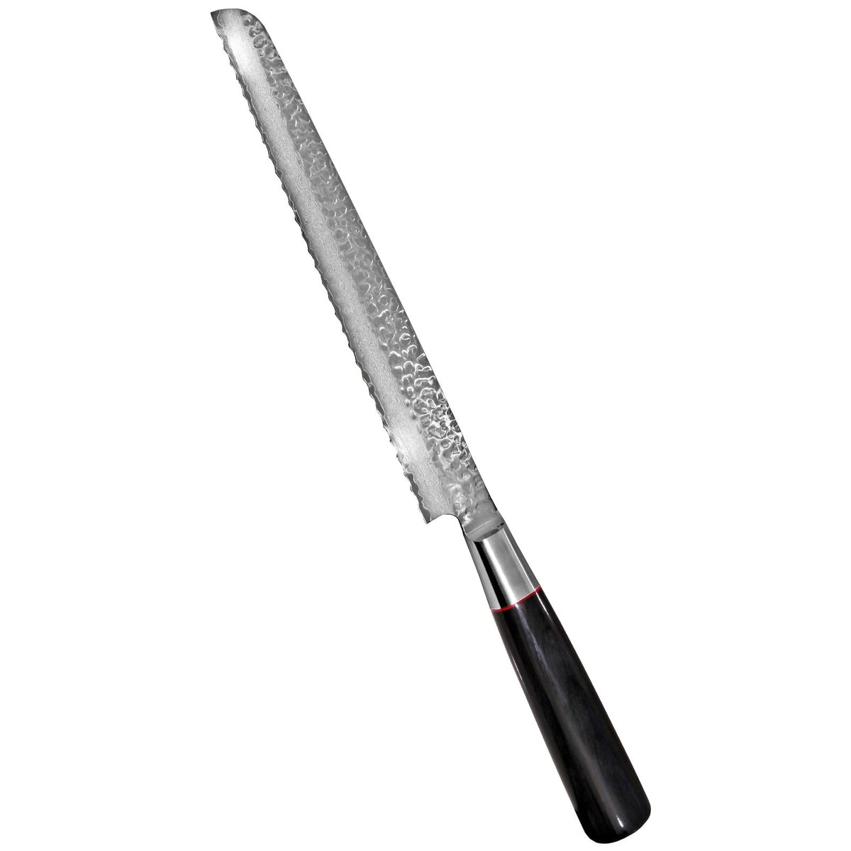 Suncraft Senzo Damascus-leipäveitsi, 22 cm, VG10-terä, sahalaitainen terä ja ergonominen pakkapuu kahva.
