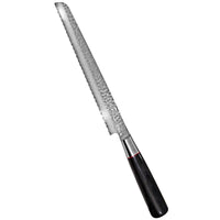 Suncraft Senzo Damascus-leipäveitsi, 22 cm, VG10-terä, sahalaitainen terä ja ergonominen pakkapuu kahva.
