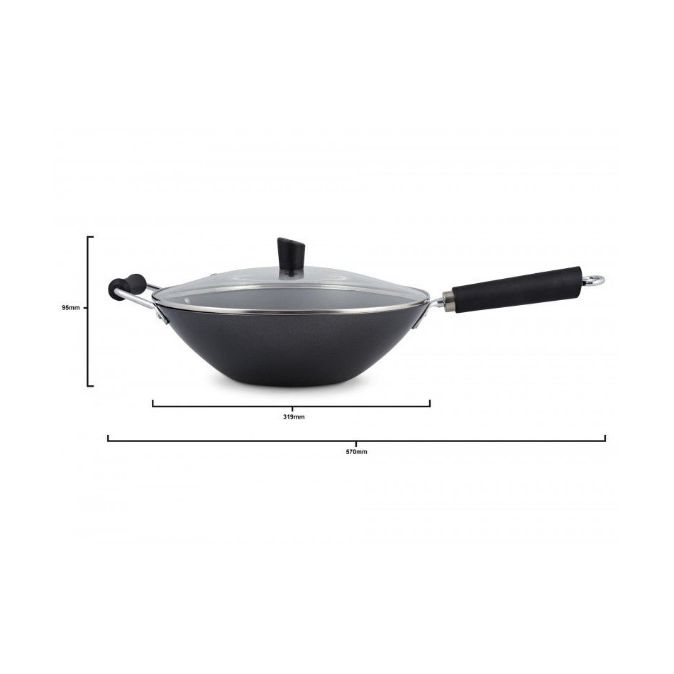 Ken Hom wokkipannu setti 31cm mittoineen, sisältää kannen. Täydellinen keittiöväline paistamiseen ja grillaamiseen kotikokille.