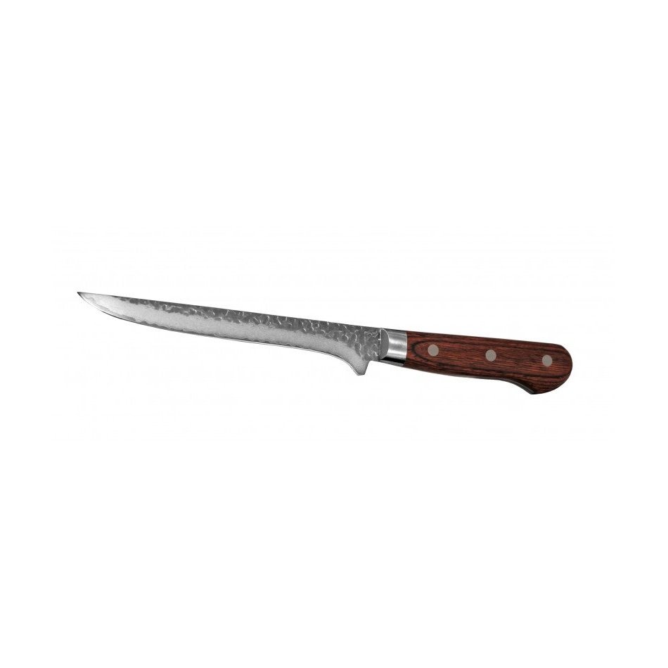Suncraft Senzo Universal Bouneri 16,5cm veitsi, kapea ja kaareva Damascus-terä, VG10-teräksen ydin ja ergonominen kahva.