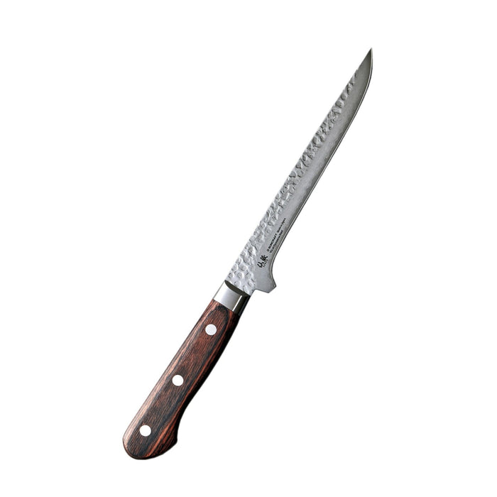 Suncraft Senzo Bouneri Damascus - Japanilainen VG10 veitsi, 16.5cm terä, 33-kerroksinen Damascus-kuvio ja pakkapuukahva.