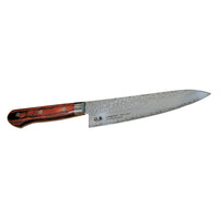 Japanilainen Suncraft Senzo Damascus kokkiveitsi 18 cm, tarkkuusterä ja kaunis puukahva, erinomainen valinta kotikokille.
