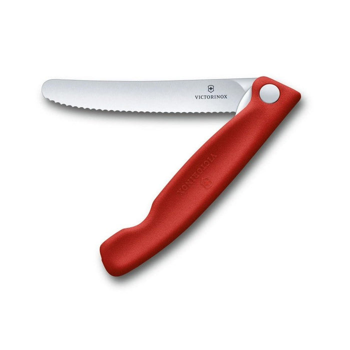 Victorinox Swiss Classic Foldable and Lightweight Paring Knife, Wavy Edge, red