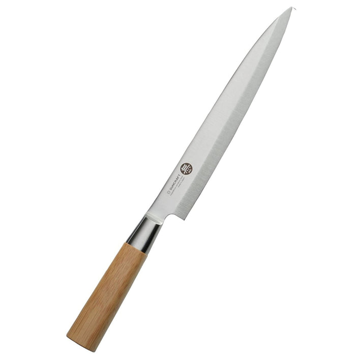 Suncraft MU Bamboo sashimiveitsi 21 cm, japanilainen terä ja kestävä bambukahva. Täydellinen valinta kalafileointiin keittiössä.