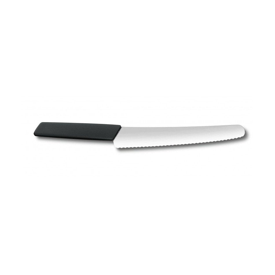Victorinox Swiss Modern Leipäveitsi 22 cm, sahalaitainen terä ja moderni muotoilu. Ihanteellinen valinta leipä- ja sahalaitaveitsien joukossa.