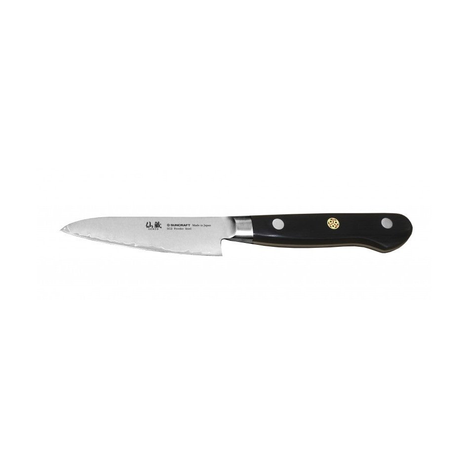 Suncraft Senzo Pro kuorimaveitsi 9 cm, tarkka ja ergonominen pienveitsi hedelmien ja vihannesten kuorimiseen, valmistettu Japanissa.