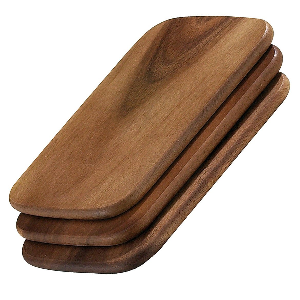 Zassenhaus Aamiaislaudat 22 cm - Kolme kappaletta | Saarni, pinottu setti leikkuulautoja keittiökäyttöön. Luonnollinen puuviimeistely.