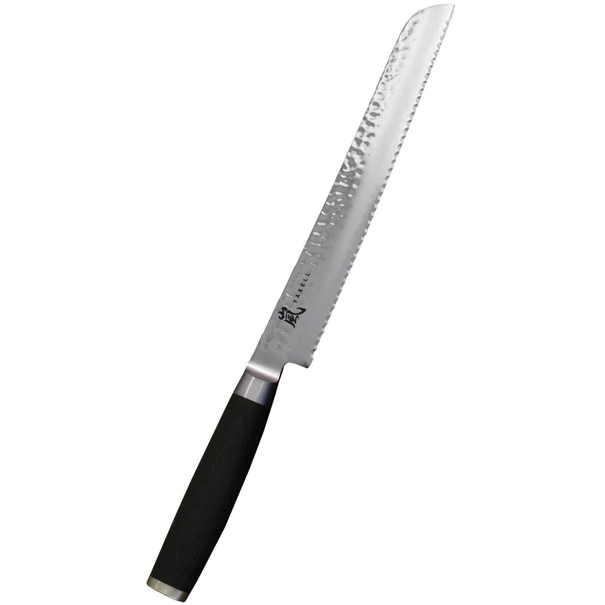 Yaxell TAISHI leipäveitsi 23 cm, kuvioitu damascus-terä ja musta kahva