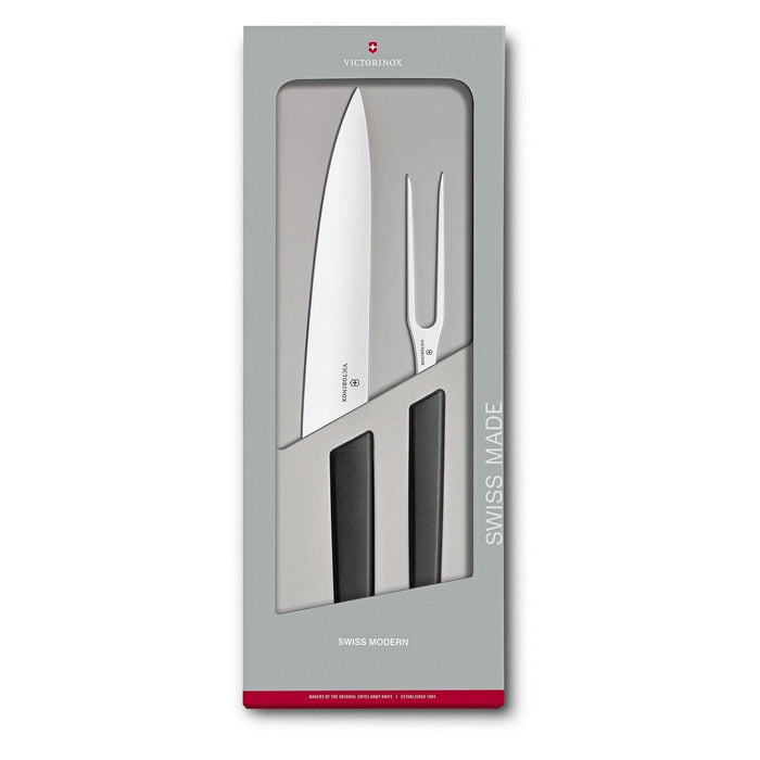Victorinox Swiss Modern paistiveitsi ja haarukka pakkauksessa