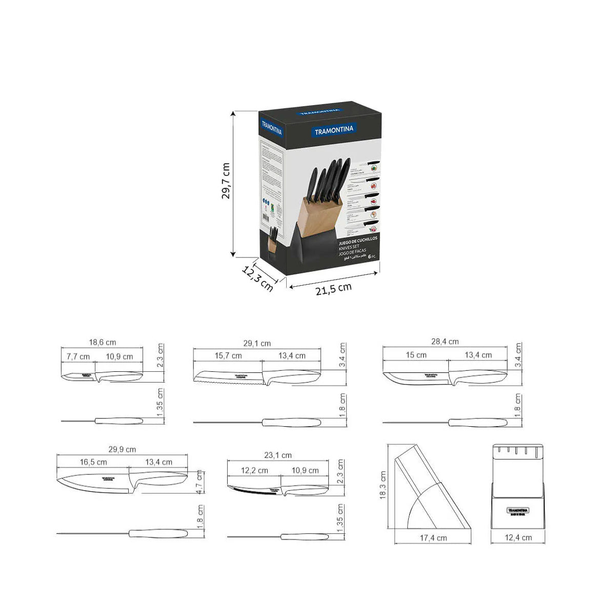 Tramontina Plenus Knife block 6 parts